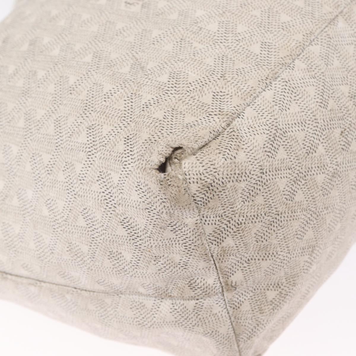Goyard Herringbone Saint Louis PM Tote Bag PVC White Silver Auth 214681