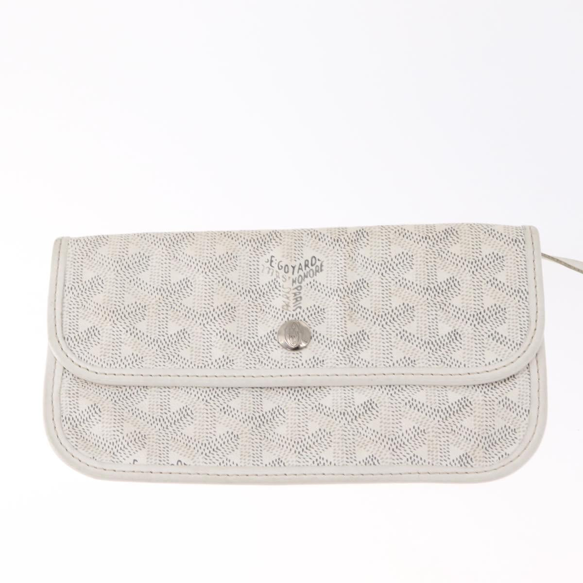 Goyard Herringbone Saint Louis PM Tote Bag PVC White Silver Auth 214681