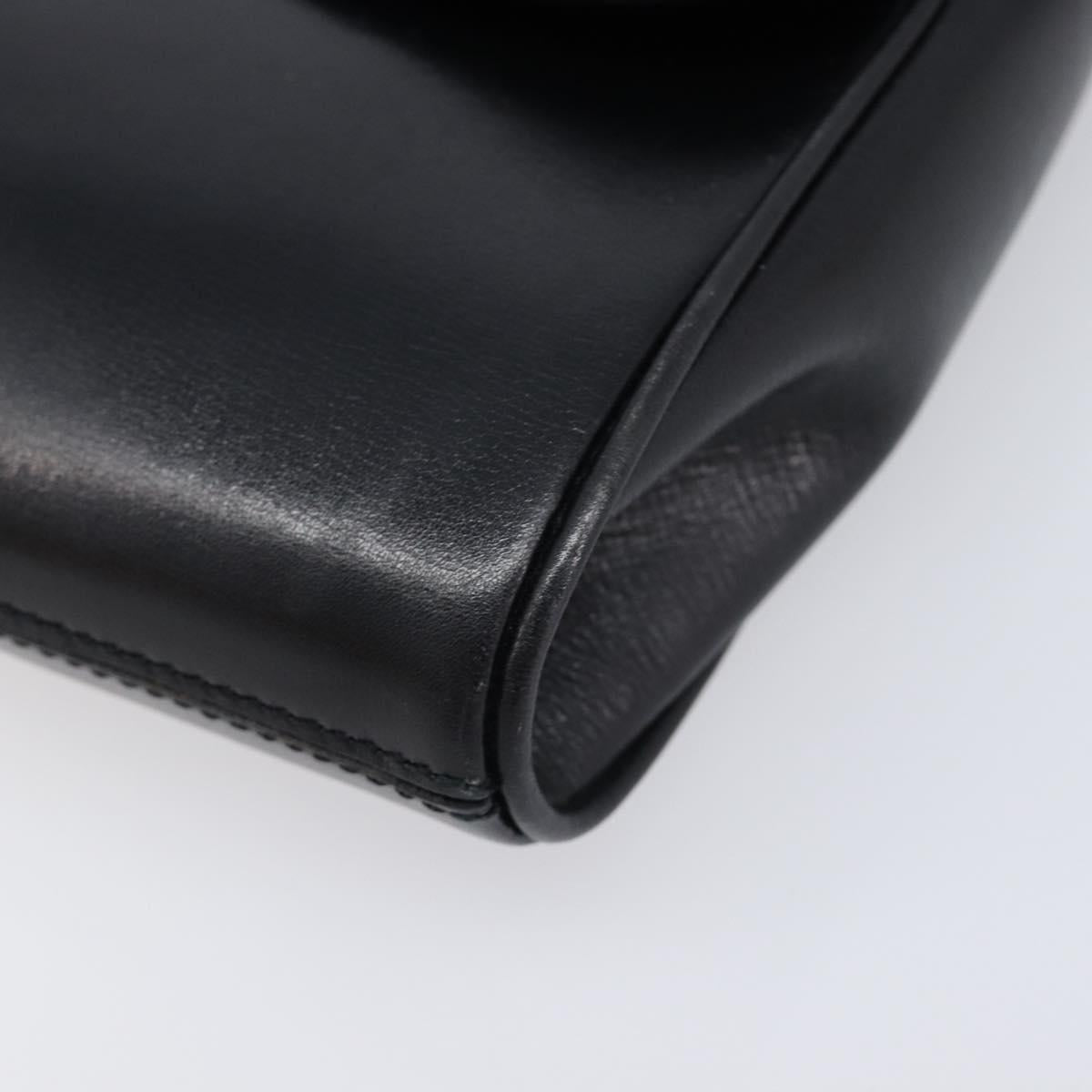 CELINE Shoulder Bag Leather Black Gold Auth 214682