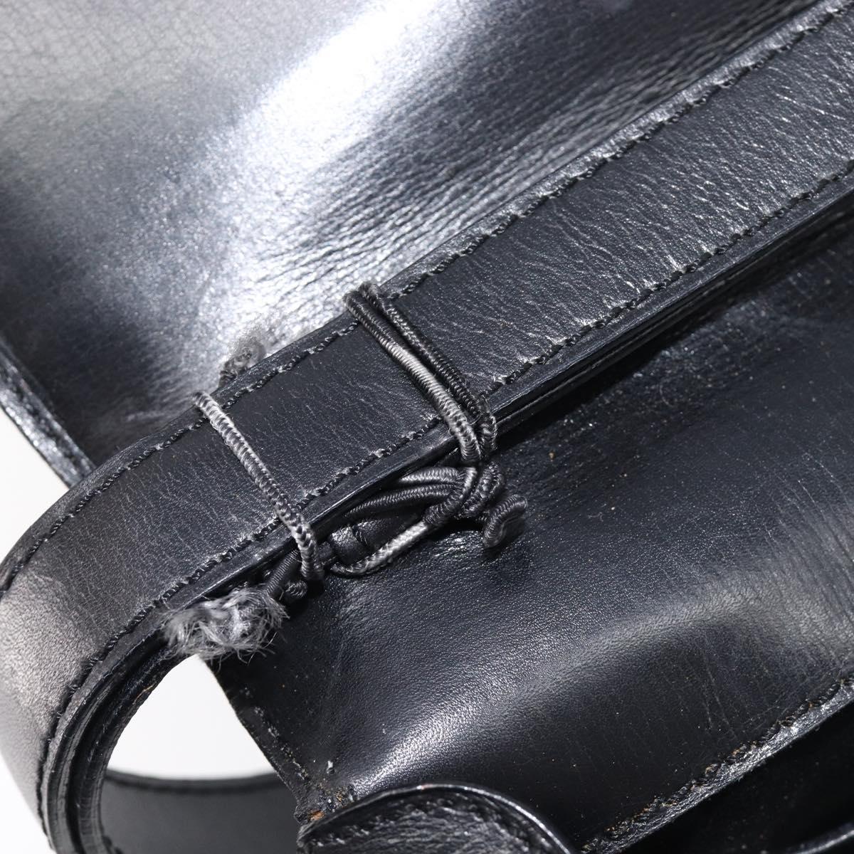 CELINE Shoulder Bag Leather Black Gold Auth 214682