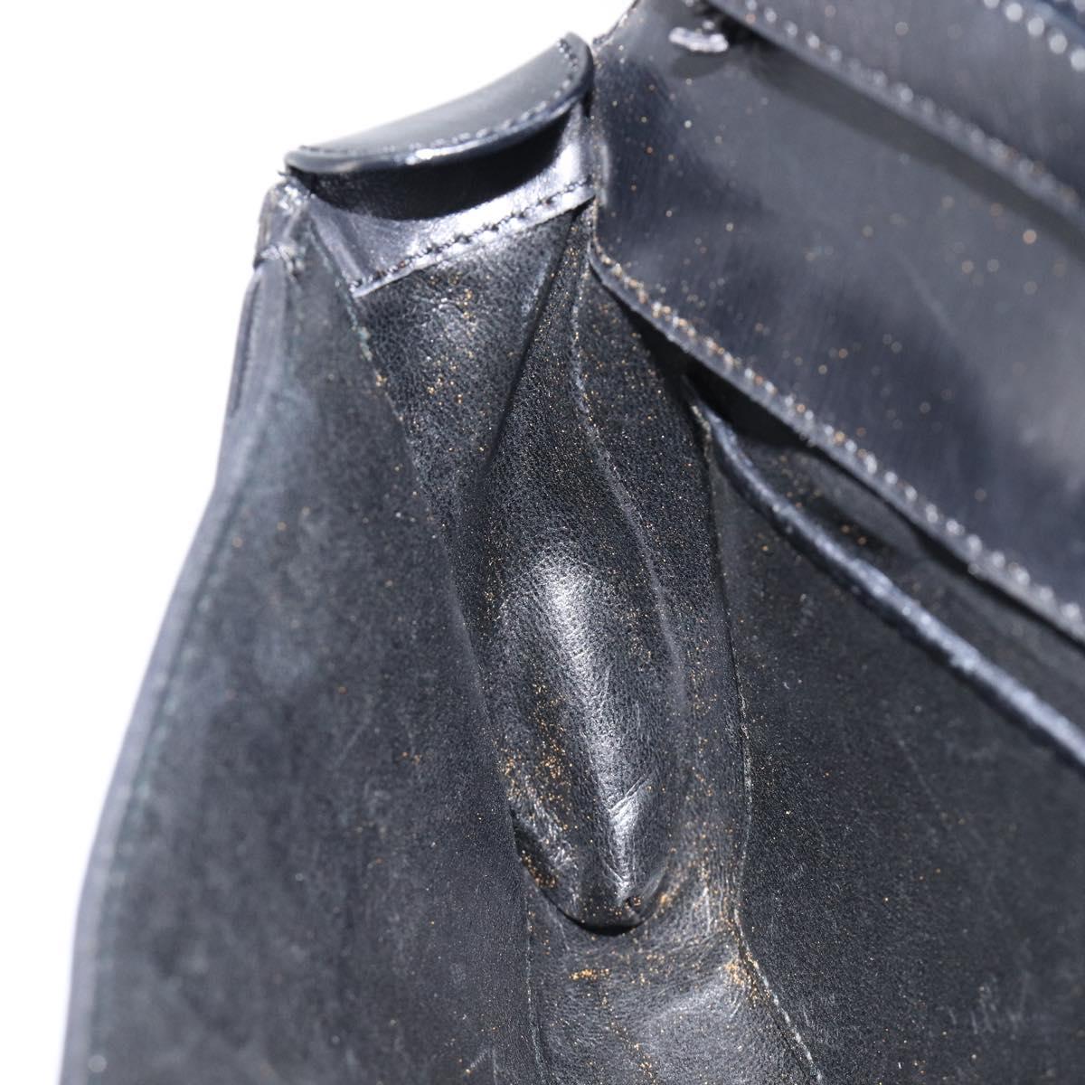 CELINE Shoulder Bag Leather Black Gold Auth 214682