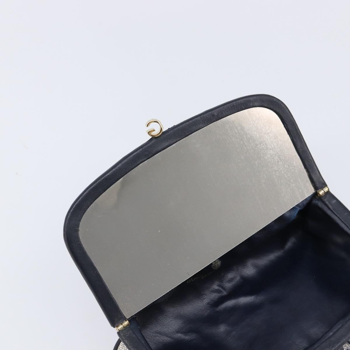 GUCCI GG Supreme Sherry Line Pouch PVC Navy Gold Auth 214690