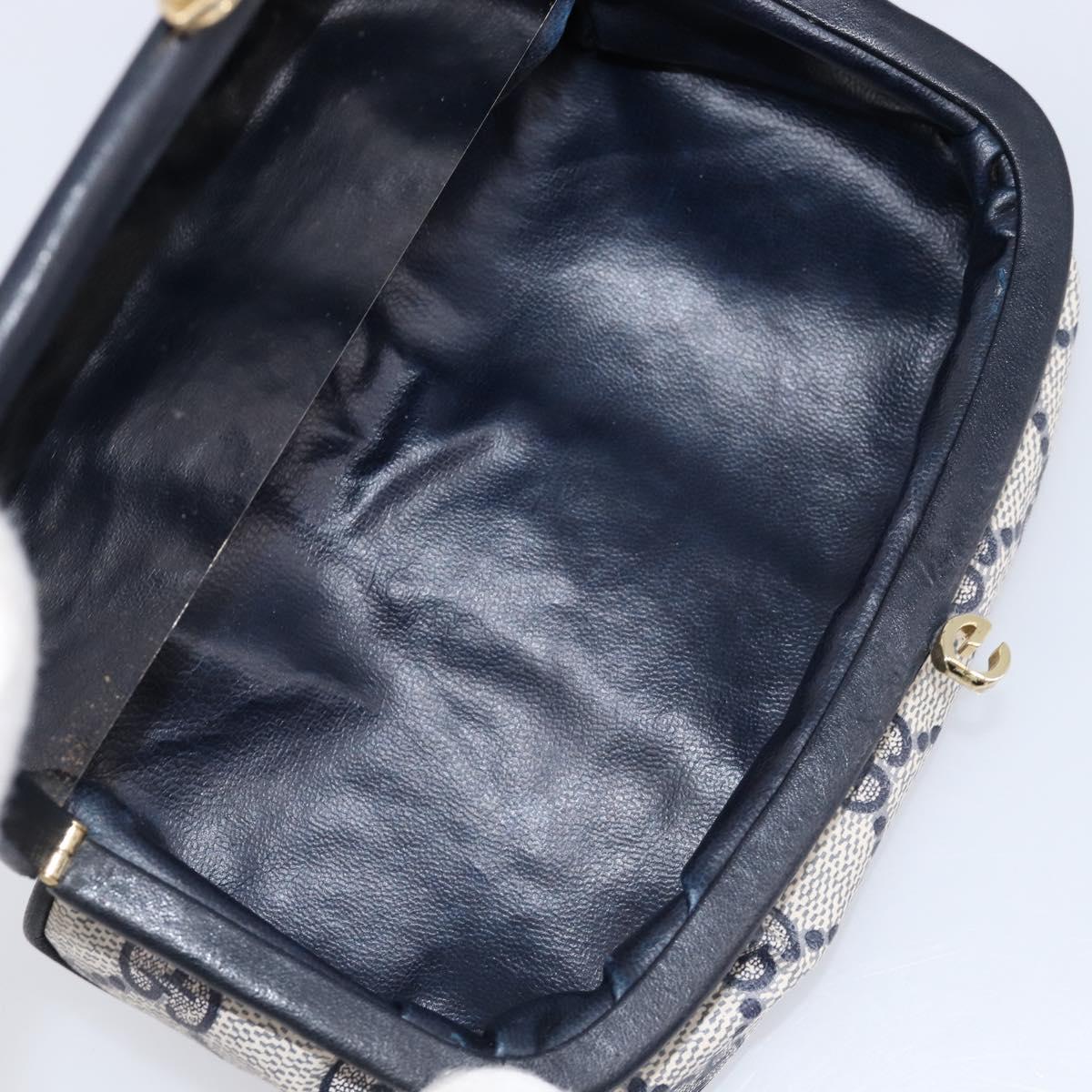 GUCCI GG Supreme Sherry Line Pouch PVC Navy Gold Auth 214690