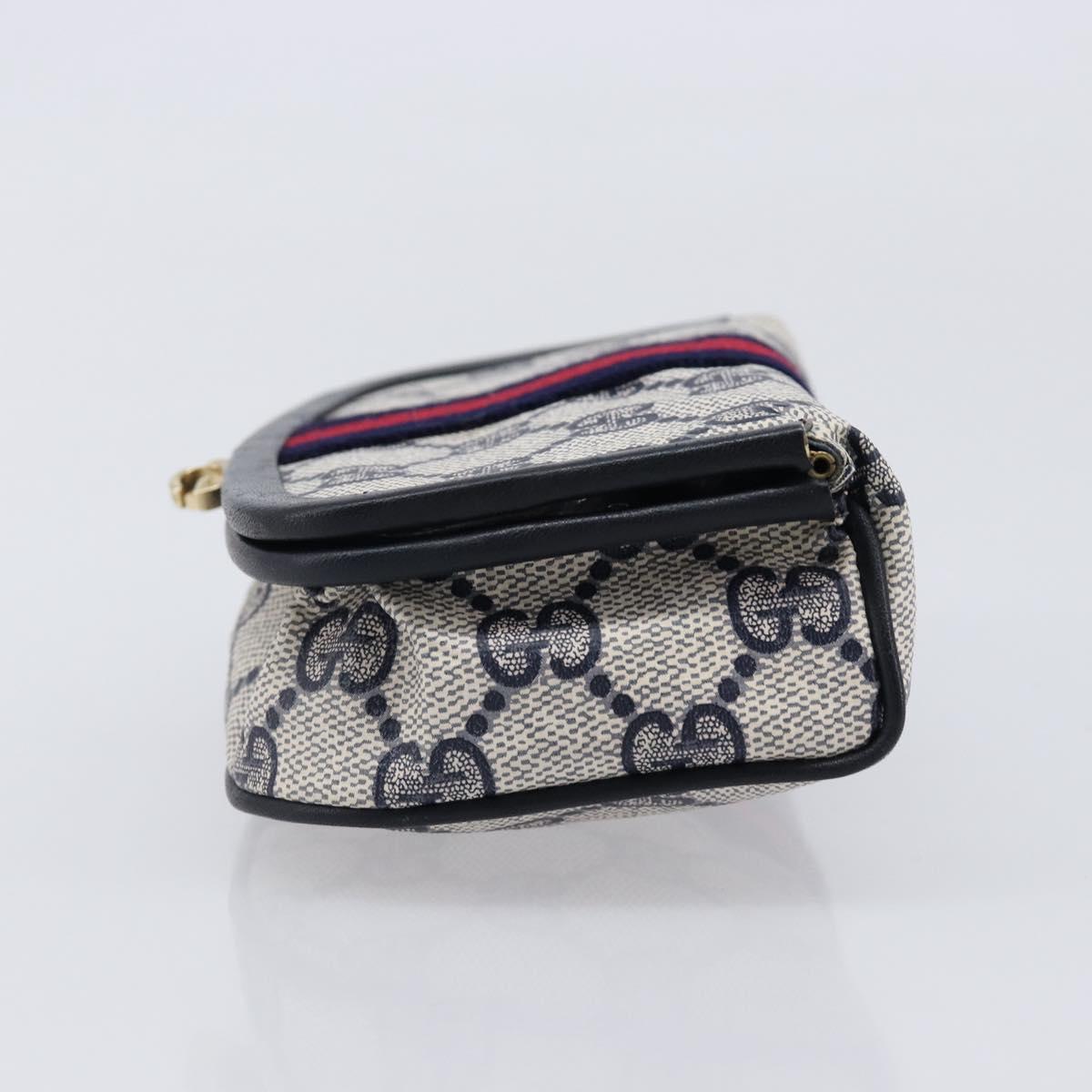 GUCCI GG Supreme Sherry Line Pouch PVC Navy Gold Auth 214690