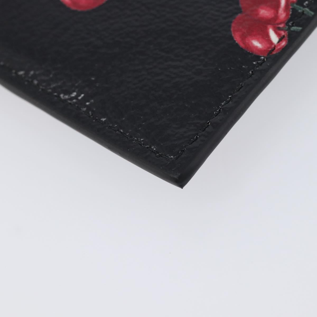 Miu Miu Madras Card Case Leather Black Gold Auth 214698V