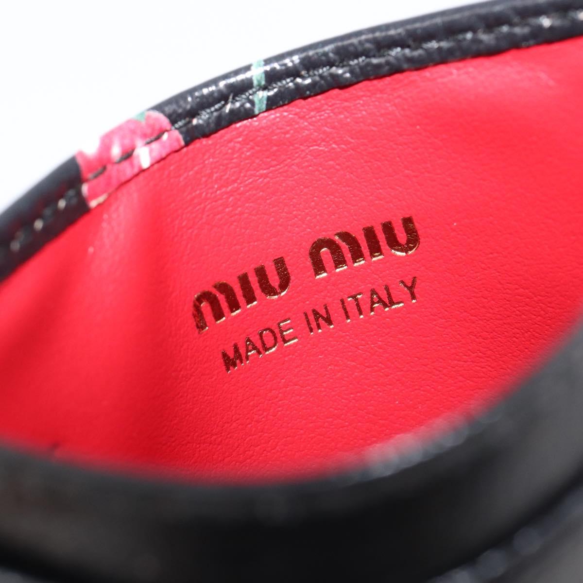 Miu Miu Madras Card Case Leather Black Gold Auth 214698V
