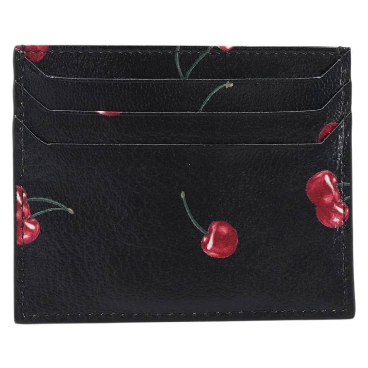 Miu Miu Madras Card Case Leather Black Gold Auth 214698V