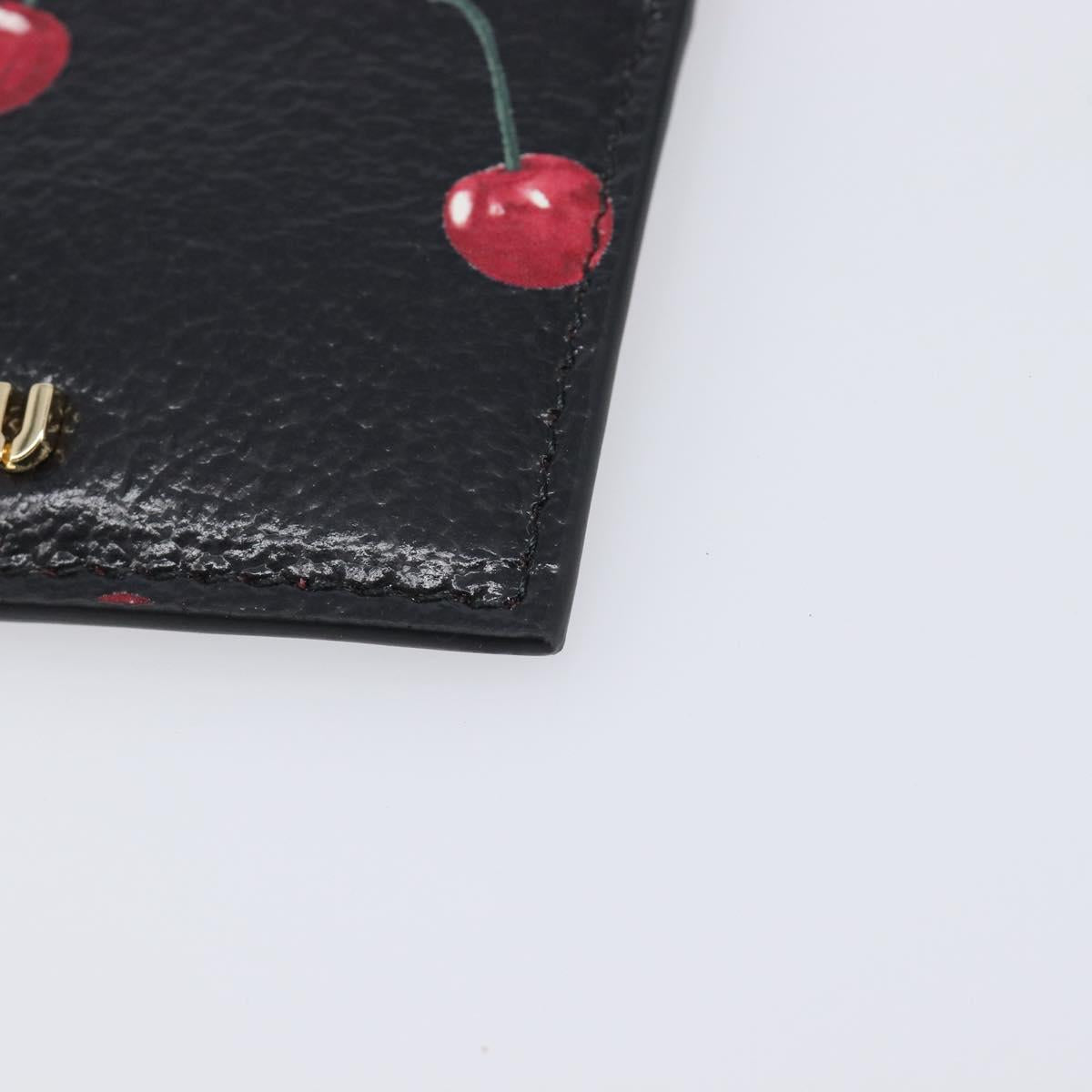 Miu Miu Madras Card Case Leather Black Gold Auth 214698V