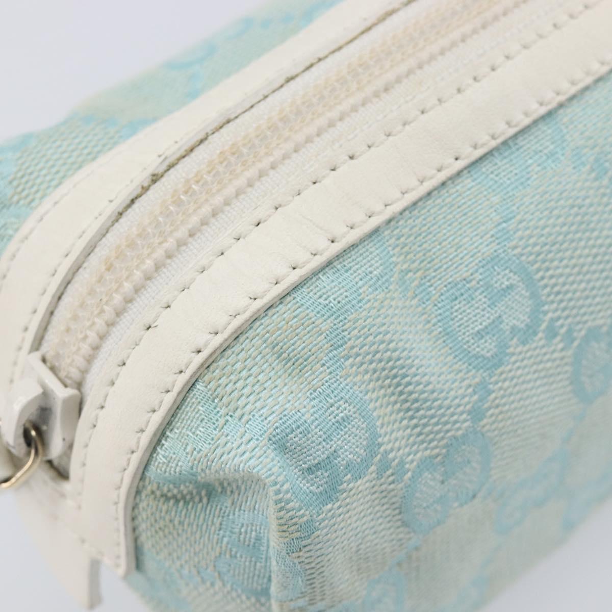 GUCCI GG Canvas Pouch Light Blue 039 1118 Auth 214703