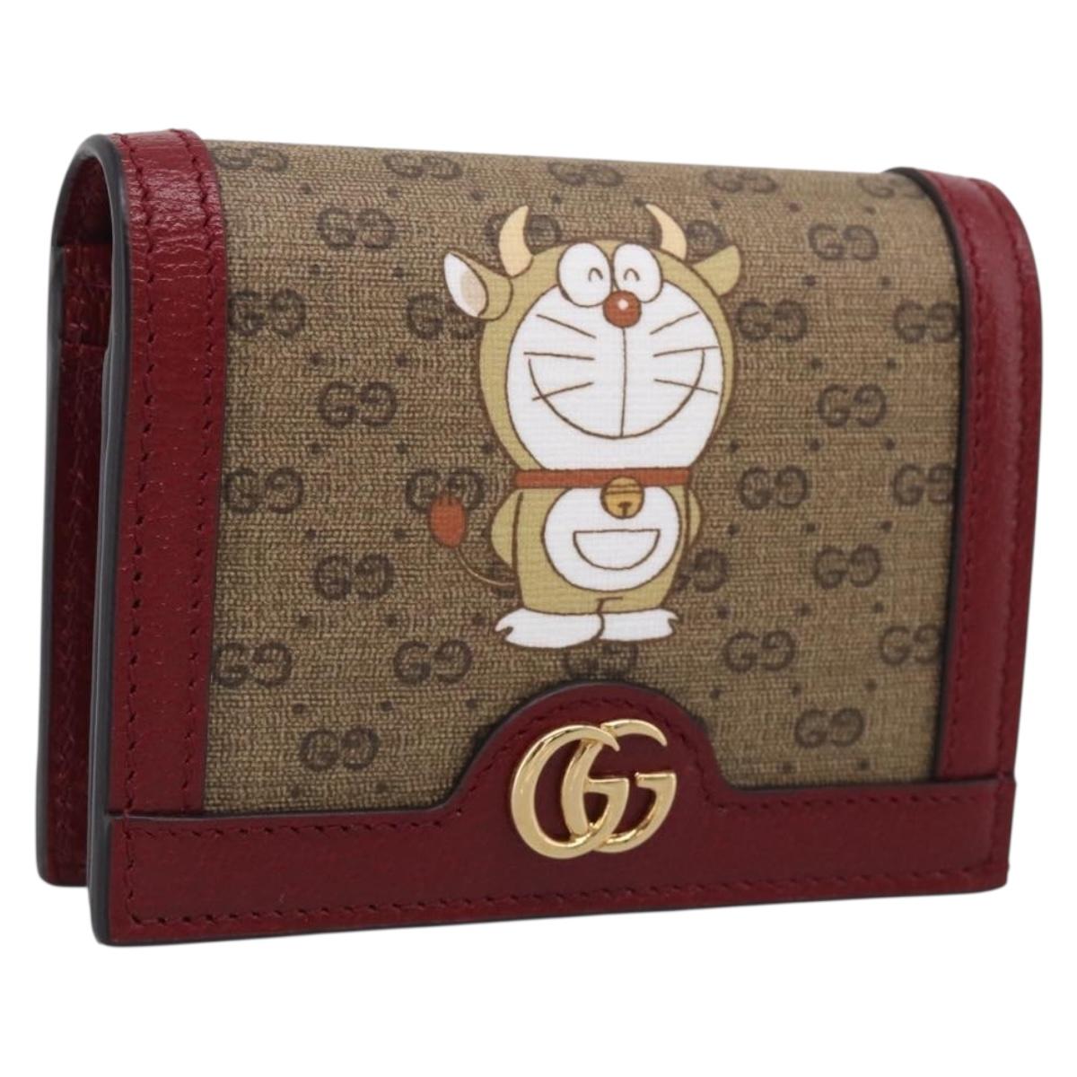 GUCCI Micro GG Supreme GG Marmont Doraemon Wallet PVC Beige 654541 Auth 214723M