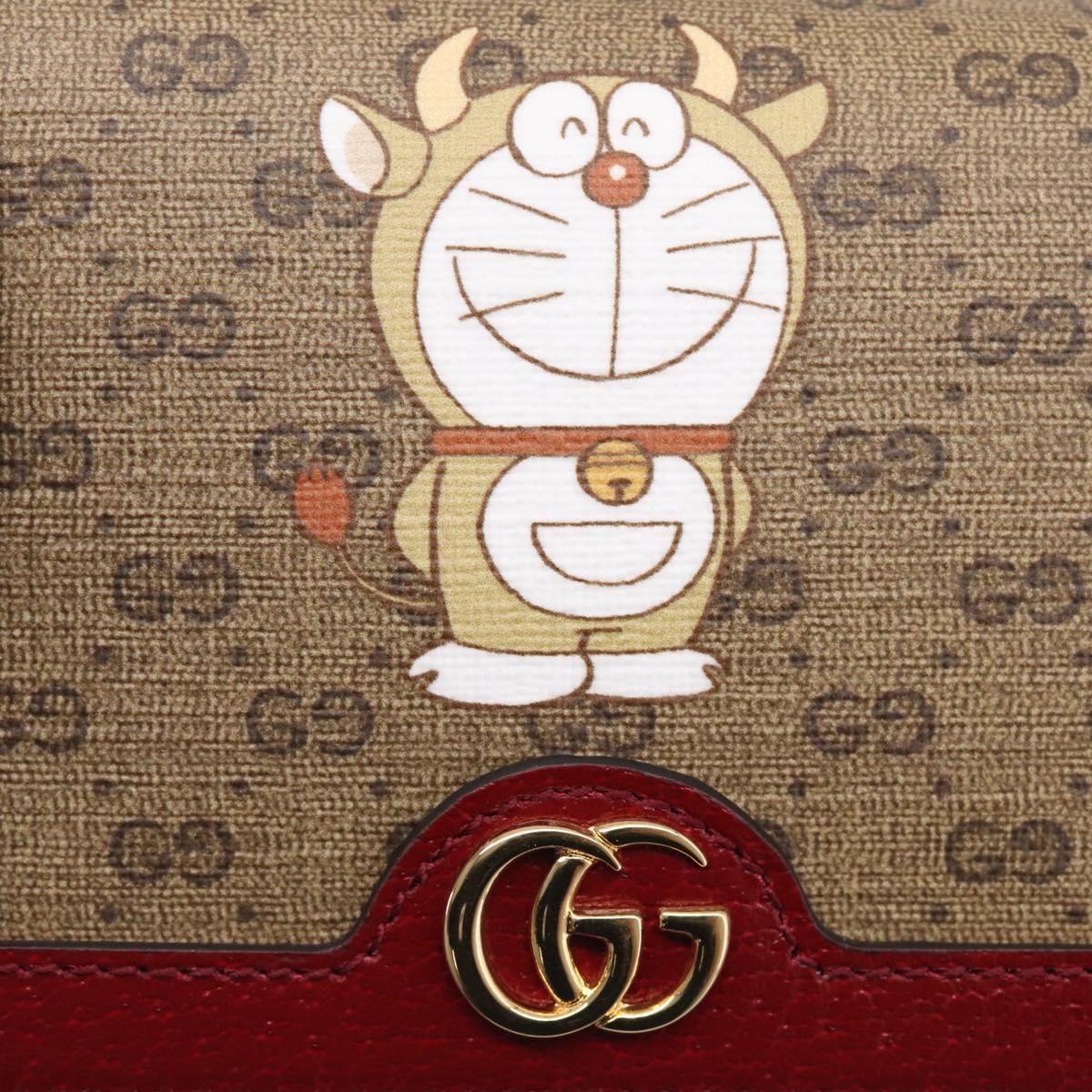 GUCCI Micro GG Supreme GG Marmont Doraemon Wallet PVC Beige 654541 Auth 214723M
