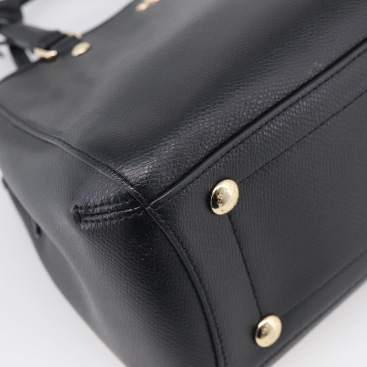 Coach Hand Bag Leather Black Gold Auth 214729A