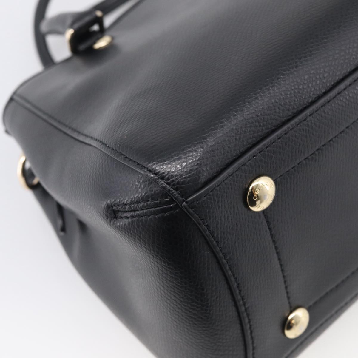 Coach Hand Bag Leather Black Gold Auth 214729A