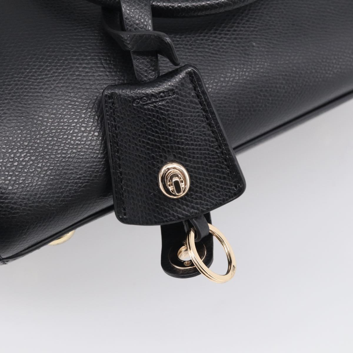Coach Hand Bag Leather Black Gold Auth 214729A