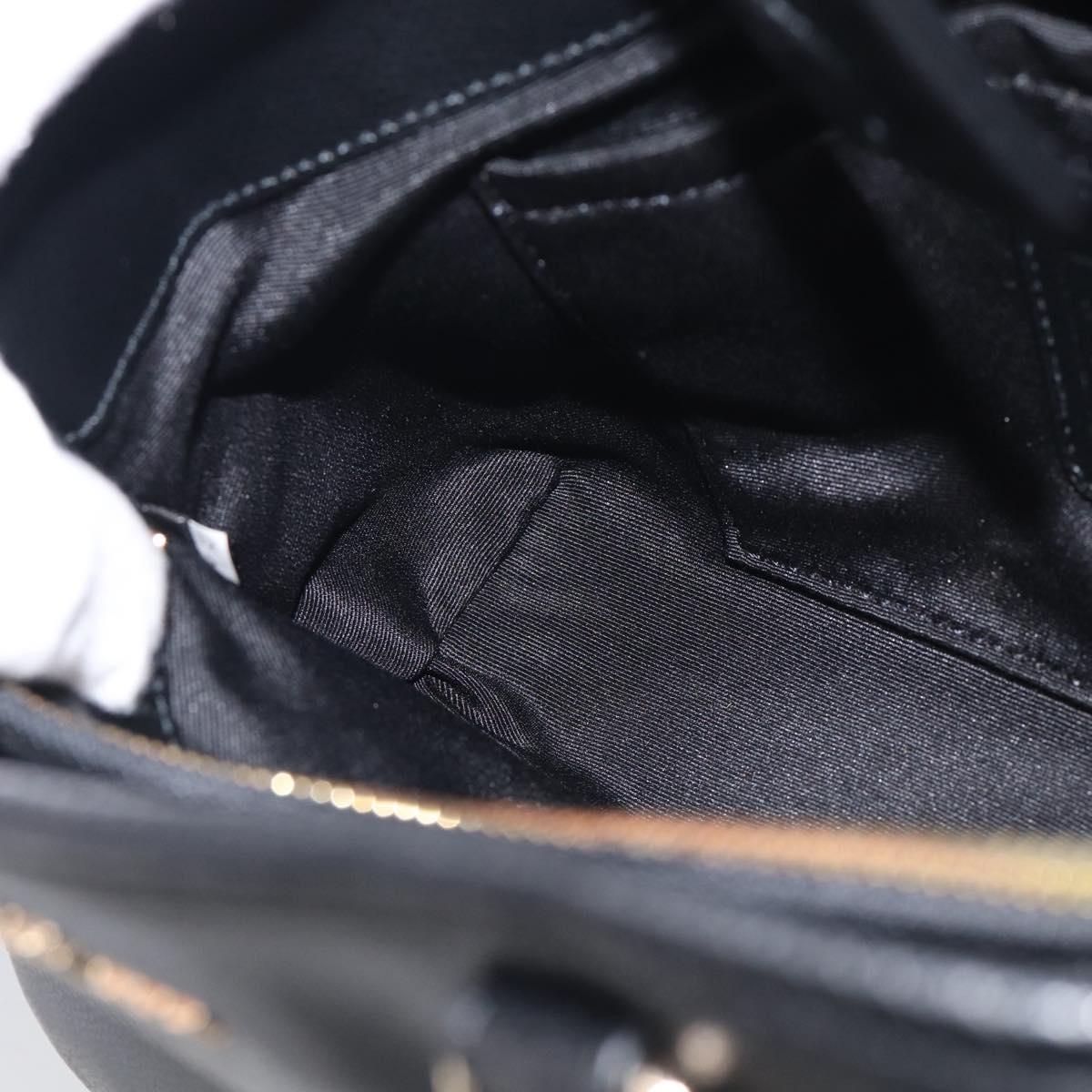 Coach Hand Bag Leather Black Gold Auth 214729A