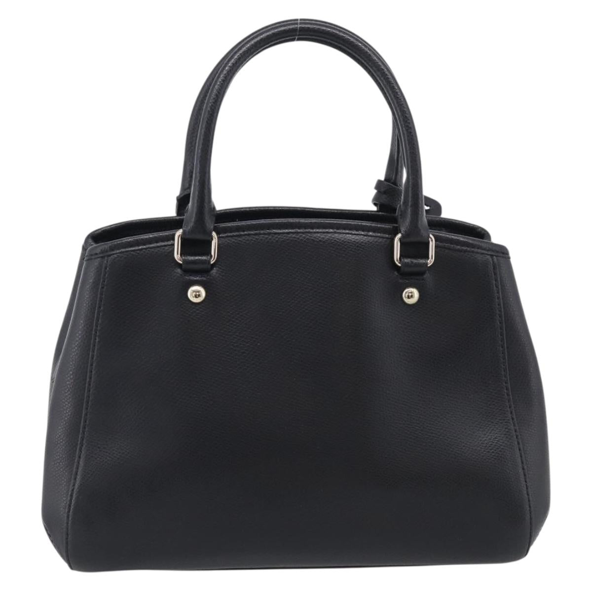 Coach Hand Bag Leather Black Gold Auth 214729A