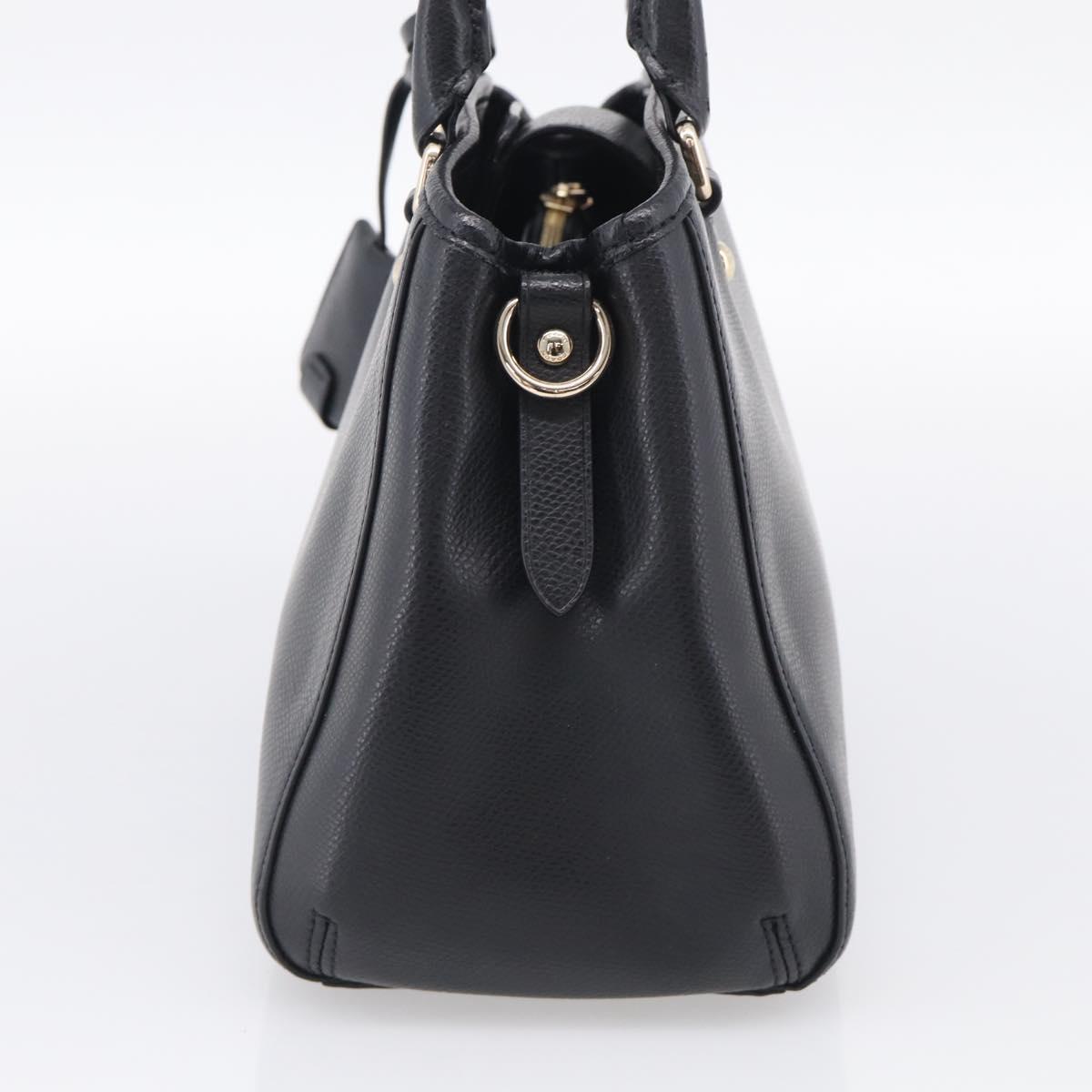 Coach Hand Bag Leather Black Gold Auth 214729A