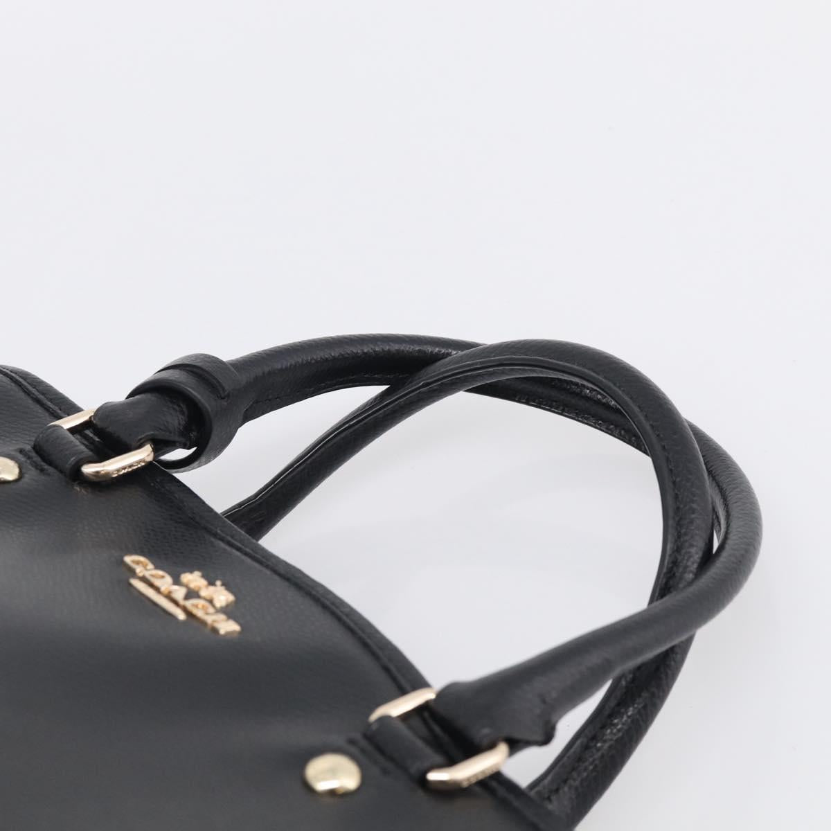 Coach Hand Bag Leather Black Gold Auth 214729A