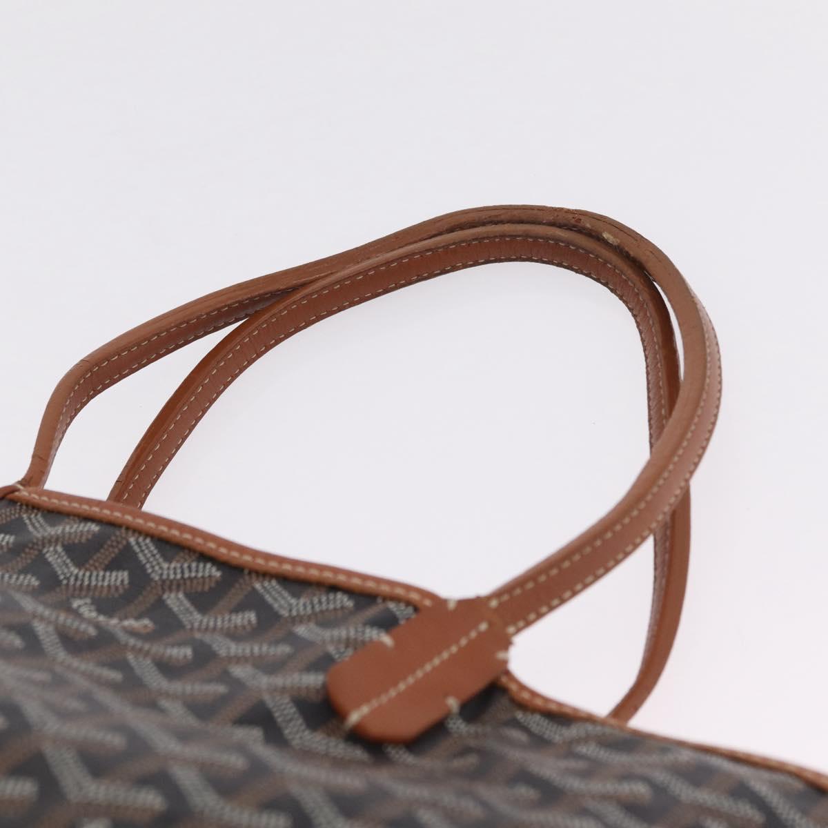 Goyard Herringbone Saint Louis PM Tote Bag PVC Black Silver Auth 214743