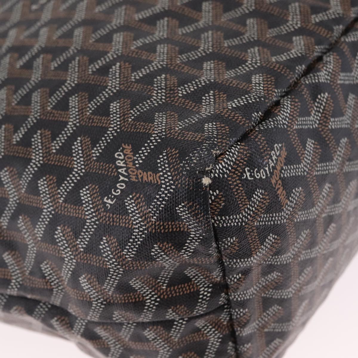 Goyard Herringbone Saint Louis PM Tote Bag PVC Black Silver Auth 214743