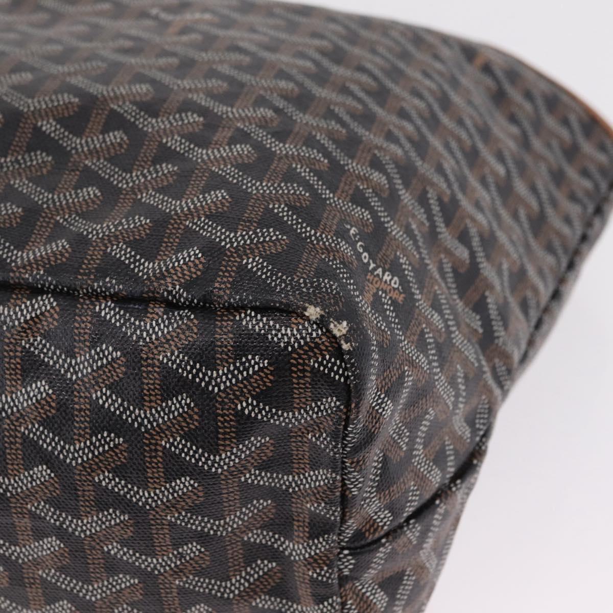 Goyard Herringbone Saint Louis PM Tote Bag PVC Black Silver Auth 214743