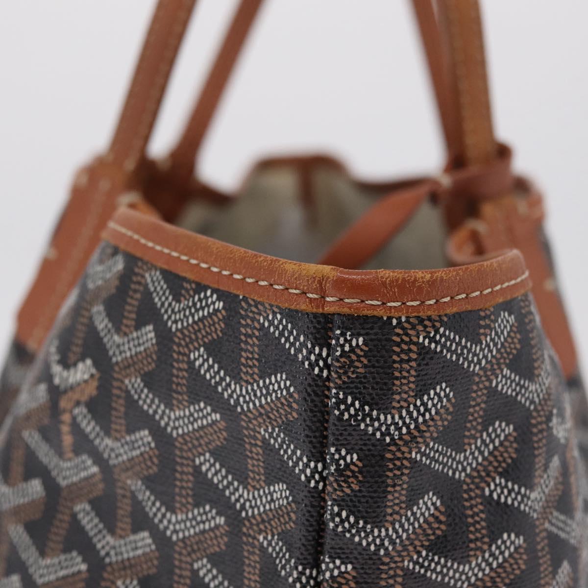 Goyard Herringbone Saint Louis PM Tote Bag PVC Black Silver Auth 214743