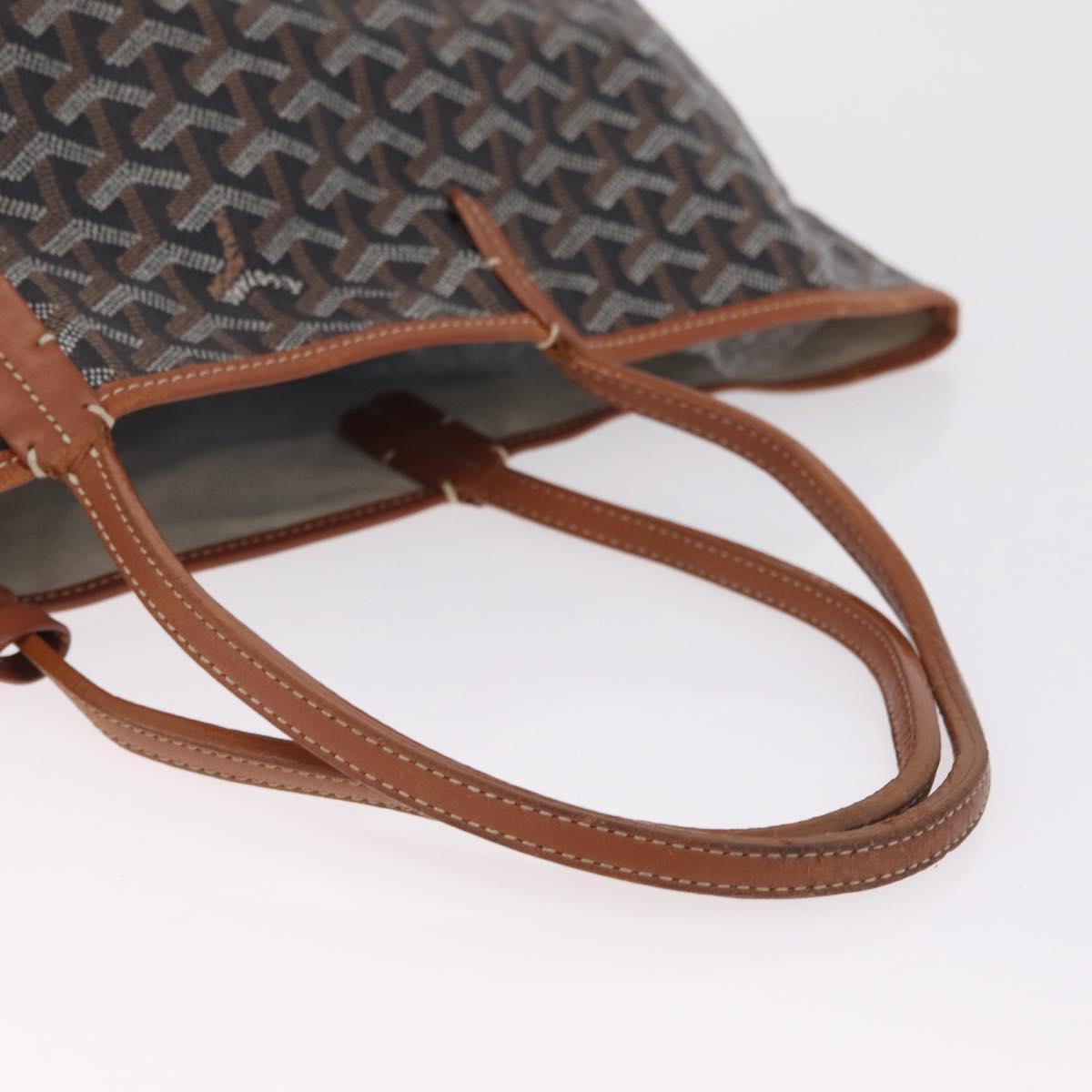 Goyard Herringbone Saint Louis PM Tote Bag PVC Black Silver Auth 214743