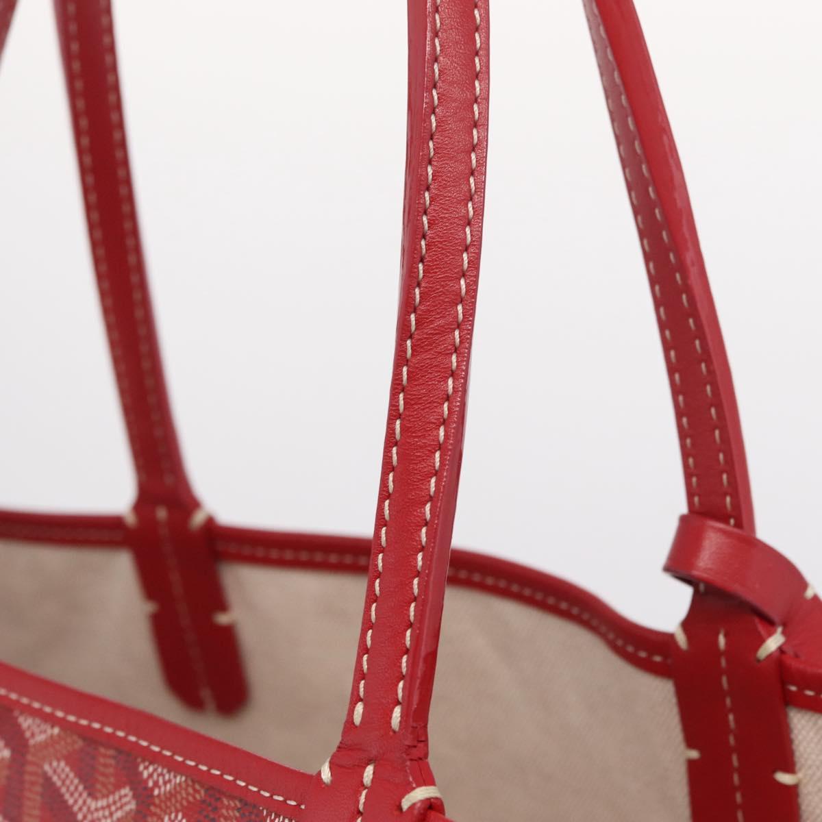 Goyard Herringbone Saint Louis PM Tote Bag PVC Red Silver Auth 214744M