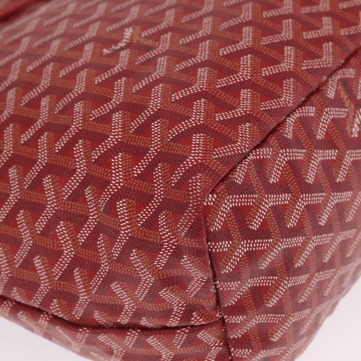 Goyard Herringbone Saint Louis PM Tote Bag PVC Red Silver Auth 214744M