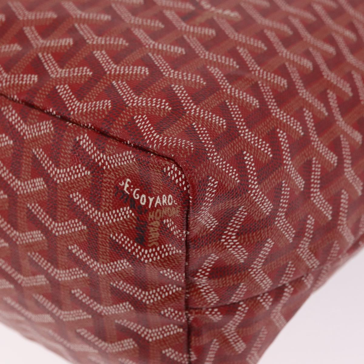 Goyard Herringbone Saint Louis PM Tote Bag PVC Red Silver Auth 214744M