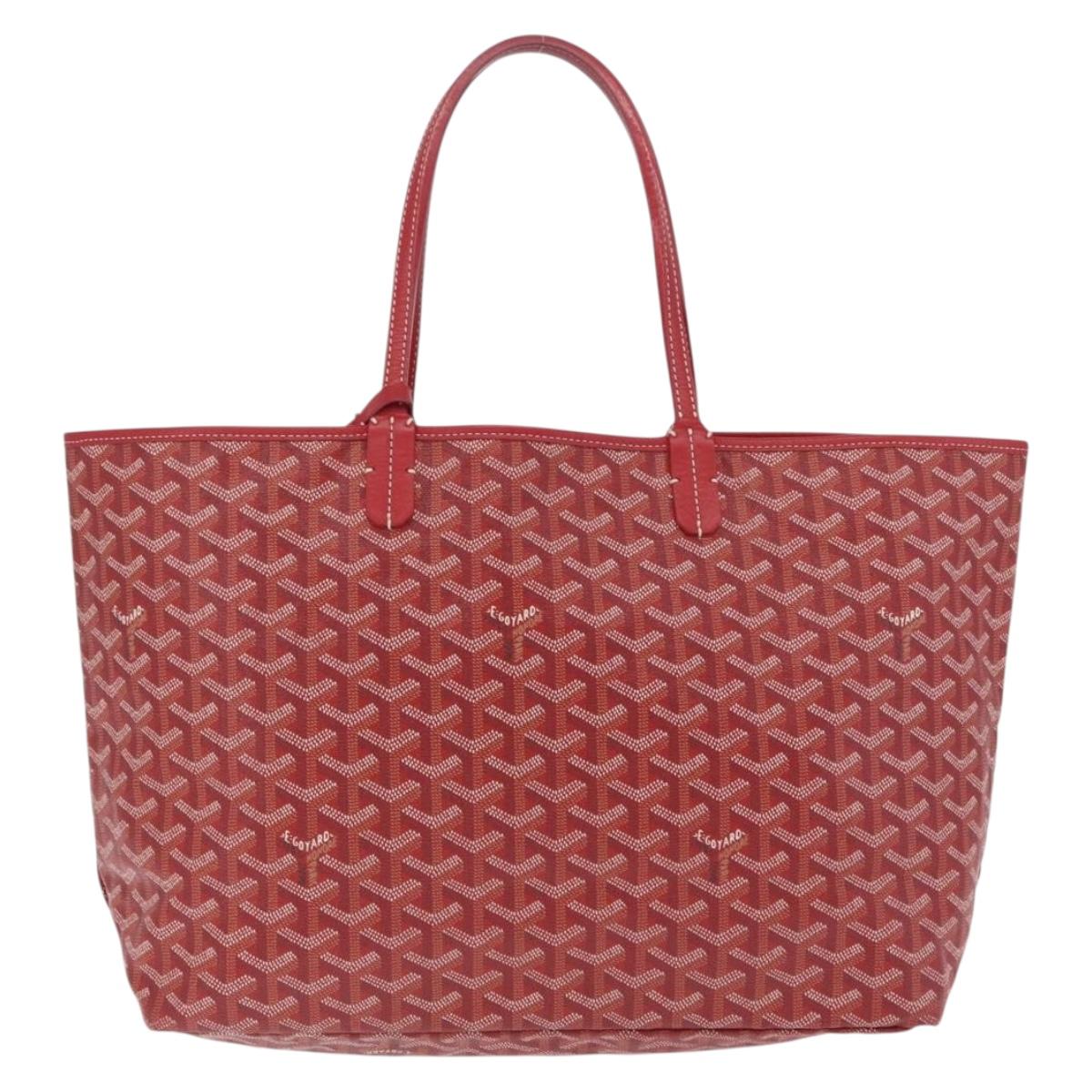 Goyard Herringbone Saint Louis PM Tote Bag PVC Red Silver Auth 214744M