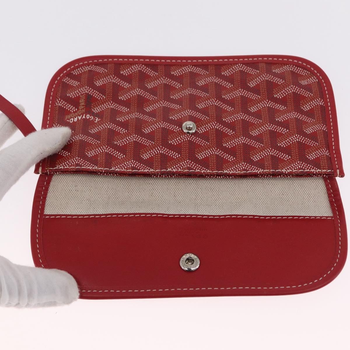 Goyard Herringbone Saint Louis PM Tote Bag PVC Red Silver Auth 214744M