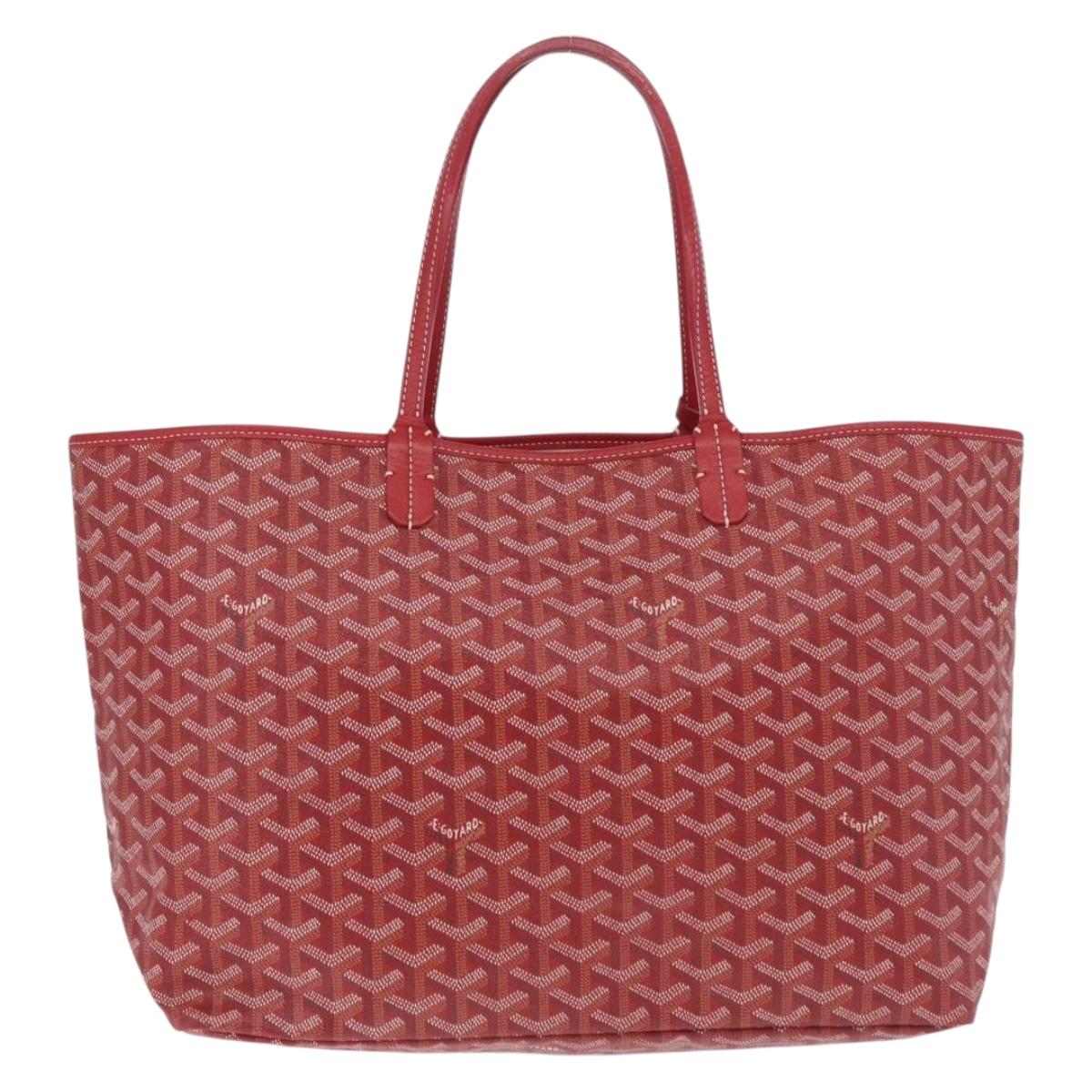 Goyard Herringbone Saint Louis PM Tote Bag PVC Red Silver Auth 214744M