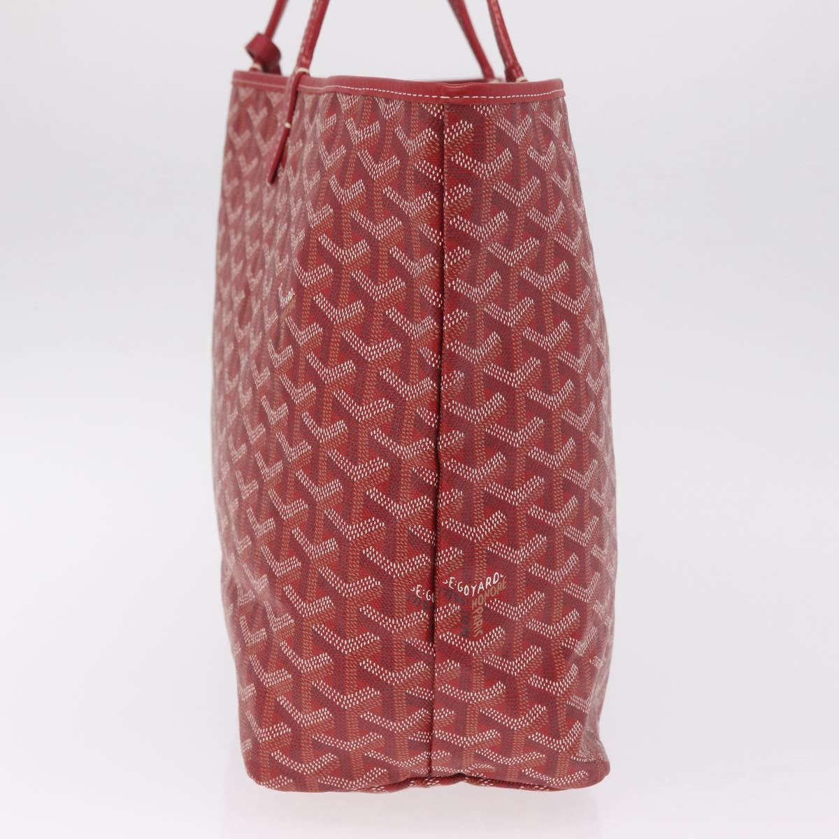 Goyard Herringbone Saint Louis PM Tote Bag PVC Red Silver Auth 214744M