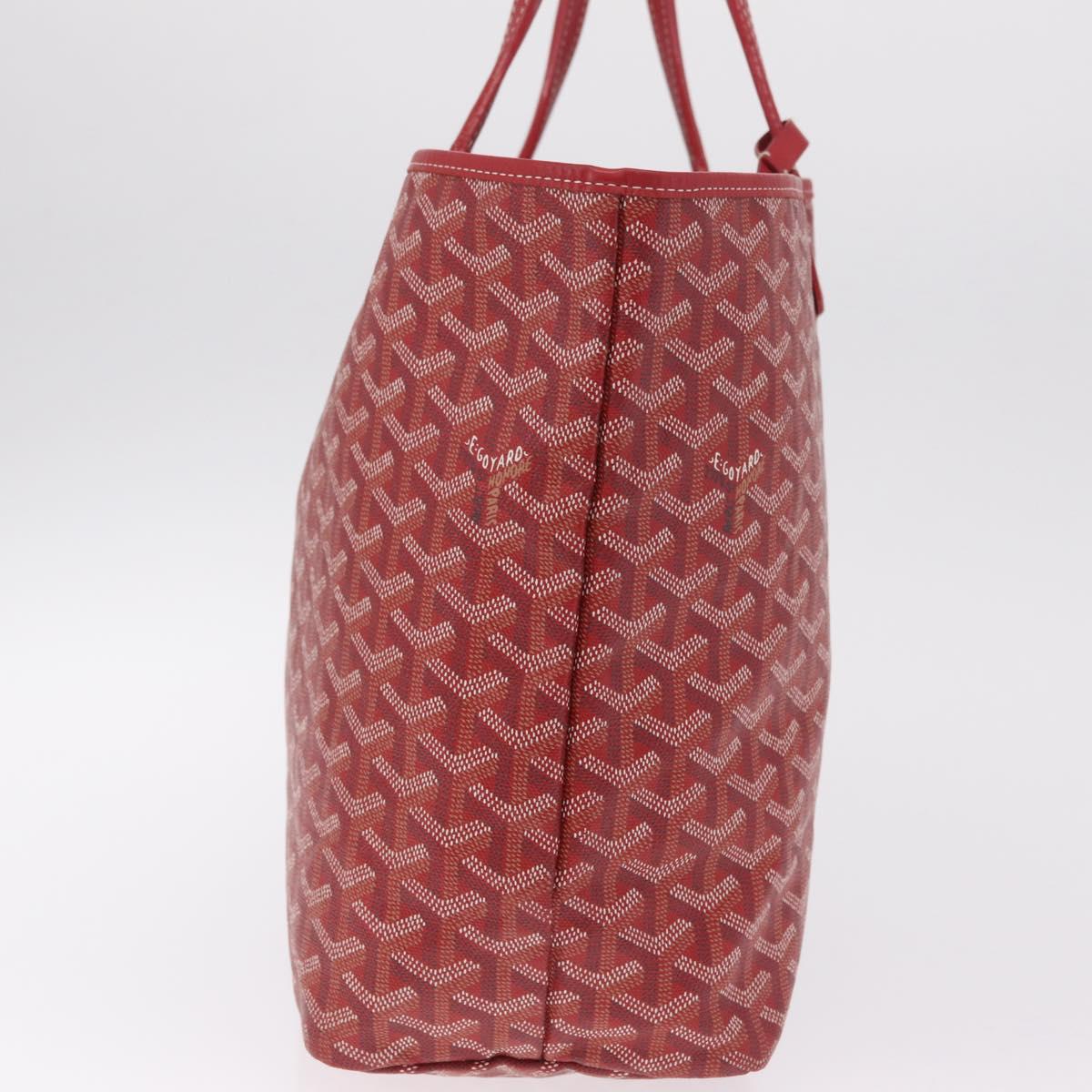 Goyard Herringbone Saint Louis PM Tote Bag PVC Red Silver Auth 214744M