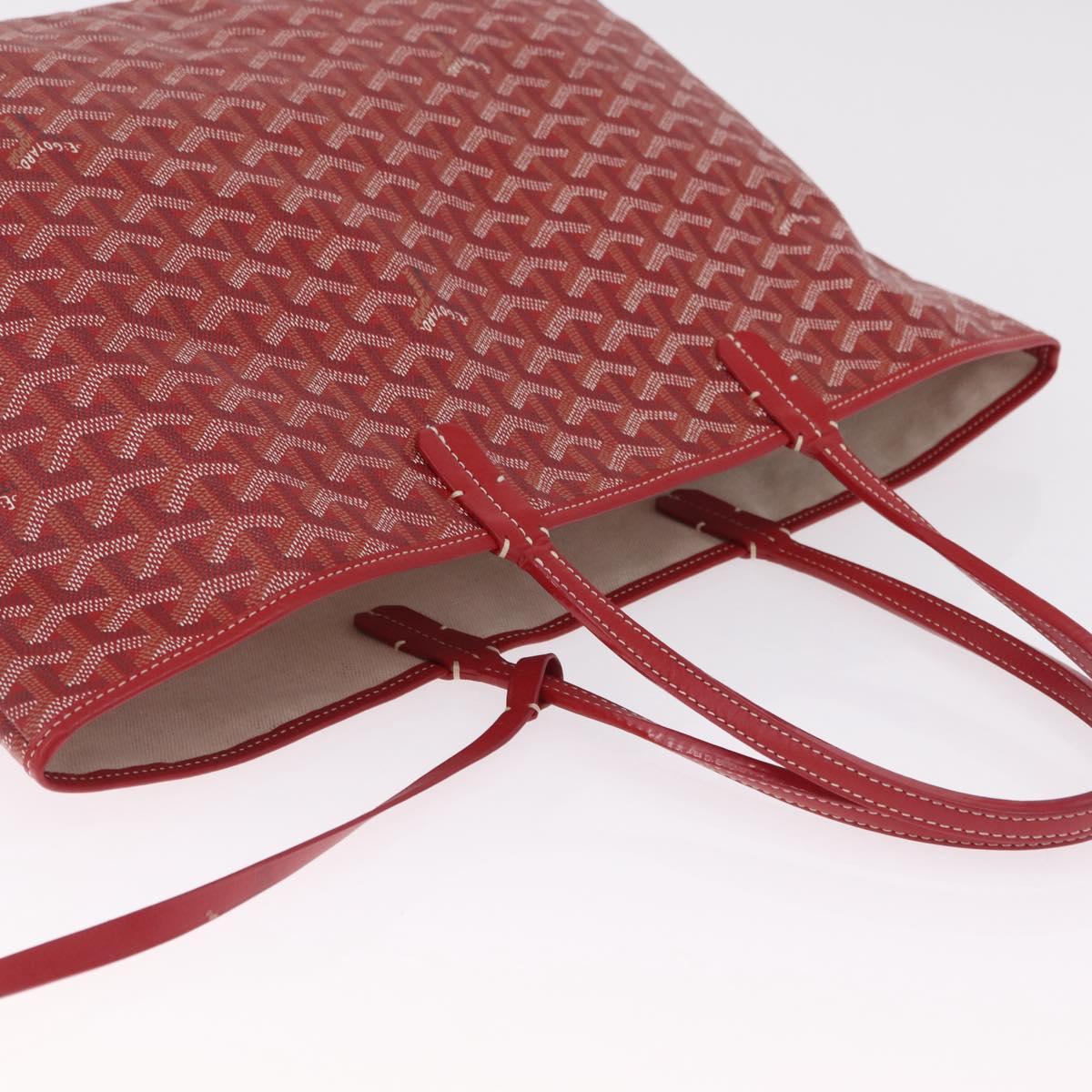 Goyard Herringbone Saint Louis PM Tote Bag PVC Red Silver Auth 214744M