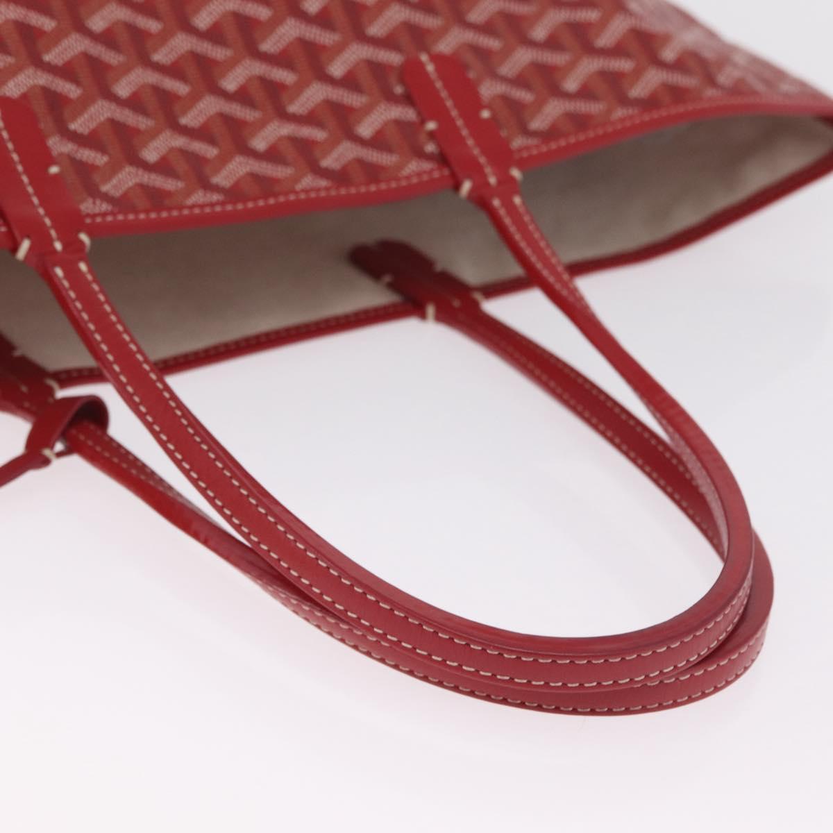 Goyard Herringbone Saint Louis PM Tote Bag PVC Red Silver Auth 214744M