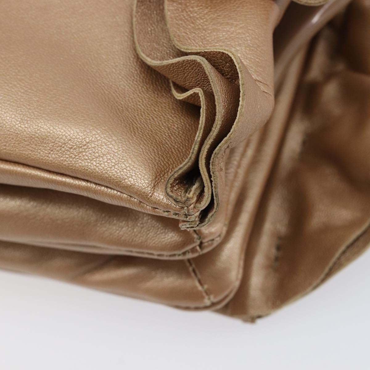 PRADA Chain Shoulder Bag Leather Gold Silver Auth 214757V
