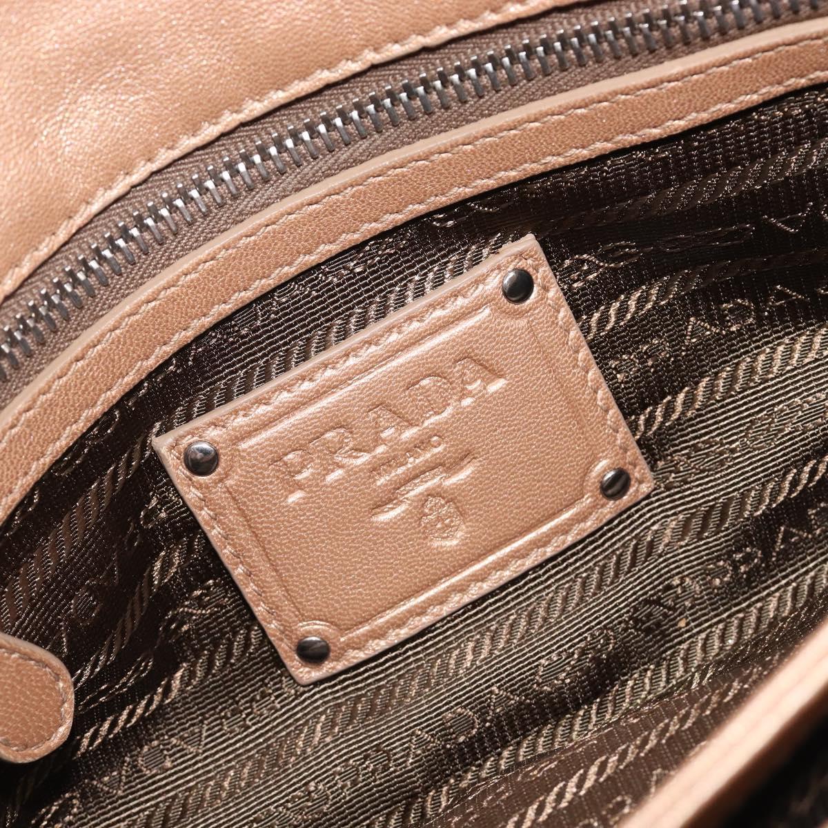 PRADA Chain Shoulder Bag Leather Gold Silver Auth 214757V