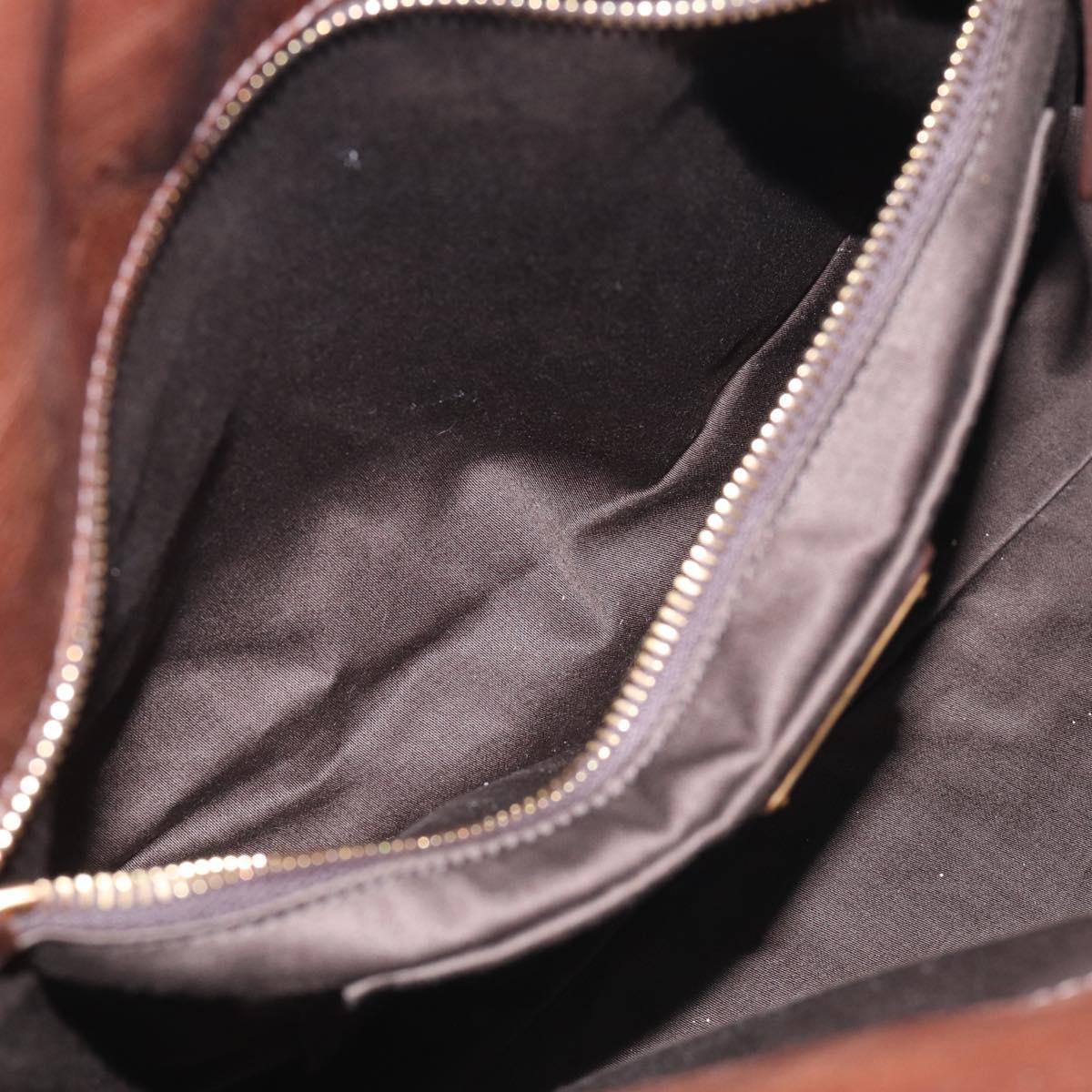 Miu Miu Vitellolux Hand Bag Leather 2way Brown Gold Auth 214793SAV
