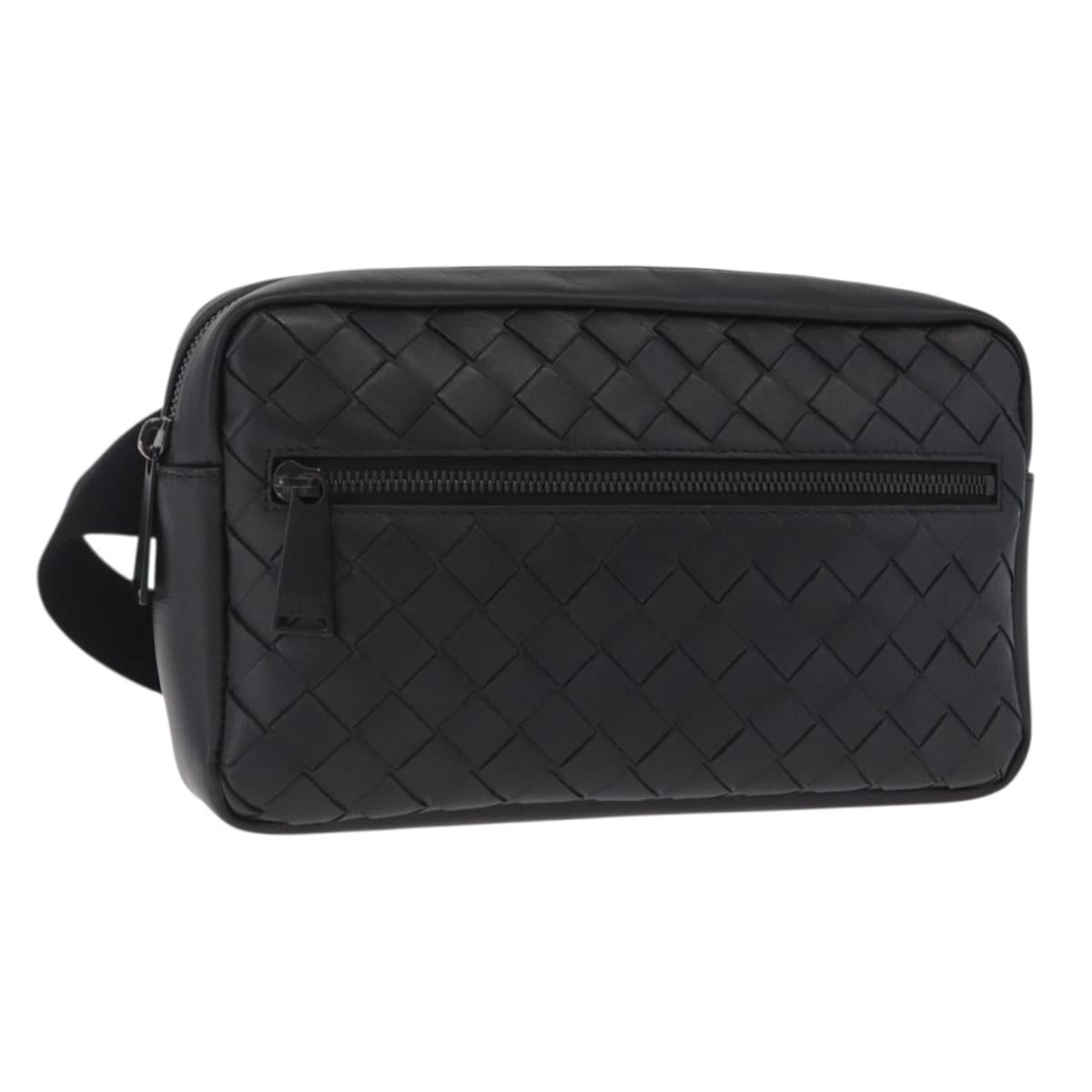 Bottega Veneta INTRECCIATO Body Bag Leather Black Auth 214800V