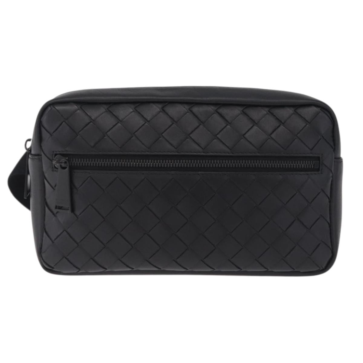 Bottega Veneta INTRECCIATO Body Bag Leather Black Auth 214800V