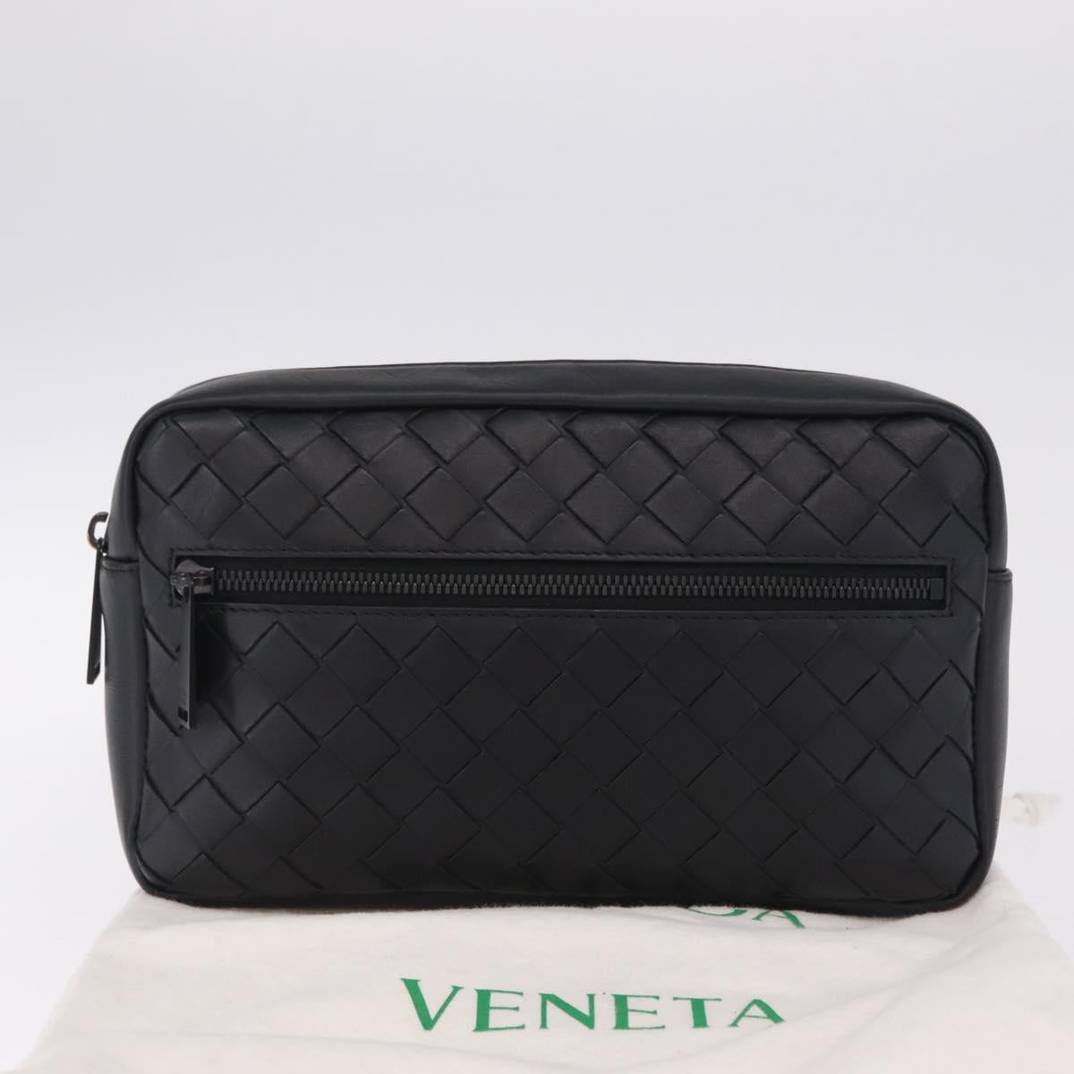 Bottega Veneta INTRECCIATO Body Bag Leather Black Auth 214800V