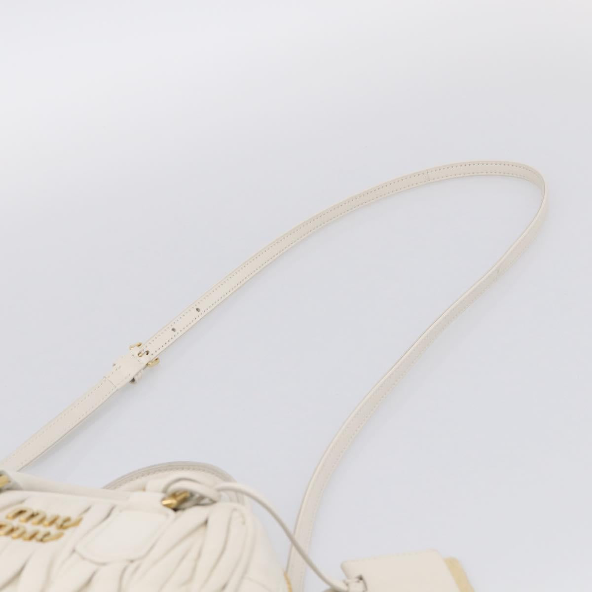 Miu Miu Matelasse Arkadi Hand Bag Leather 2way White Gold Auth 214802M