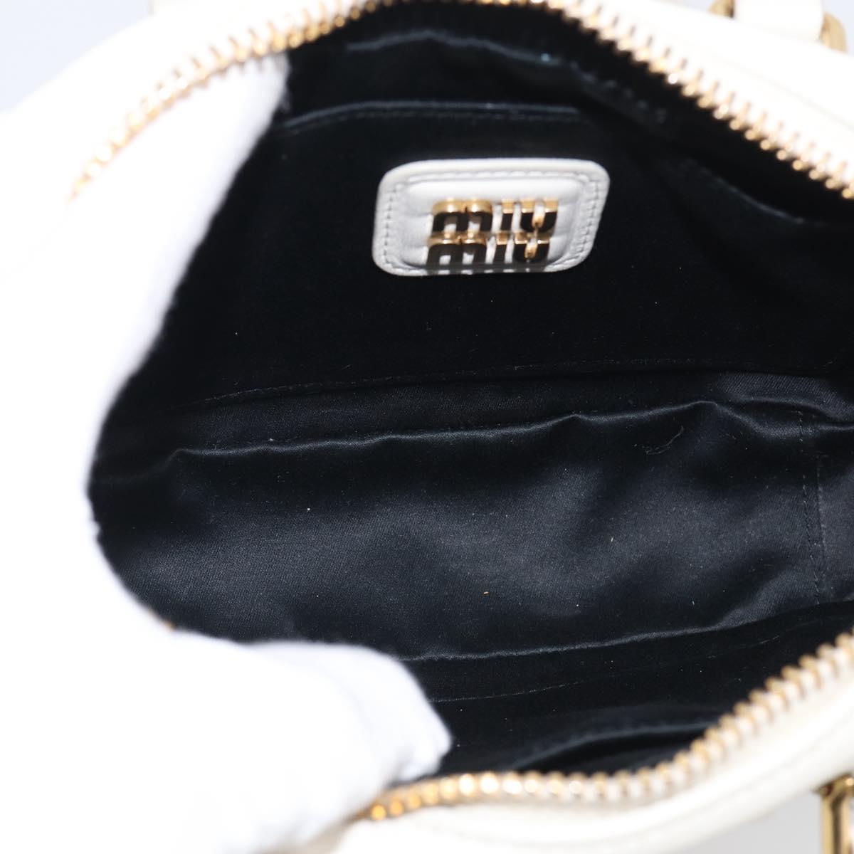 Miu Miu Matelasse Arkadi Hand Bag Leather 2way White Gold Auth 214802M