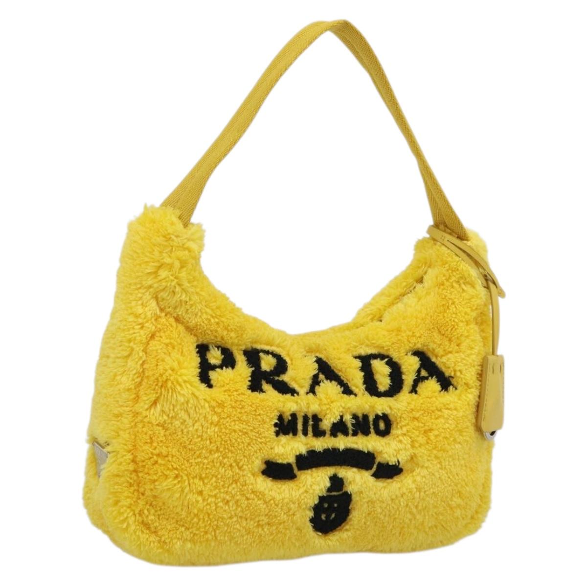 PRADA Accessory Pouch Pile Yellow Silver Auth 214848V