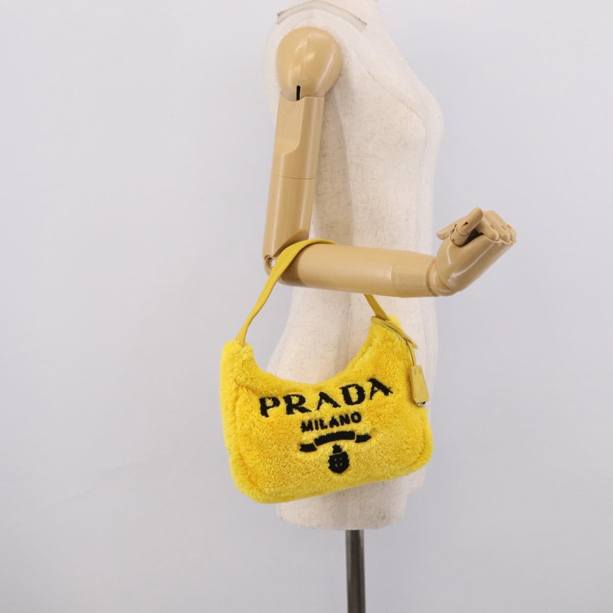 PRADA Accessory Pouch Pile Yellow Silver Auth 214848V