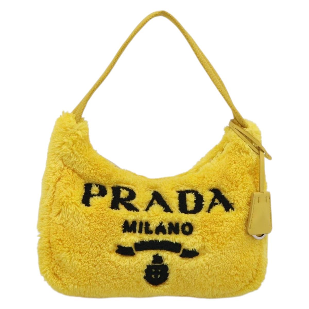 PRADA Accessory Pouch Pile Yellow Silver Auth 214848V