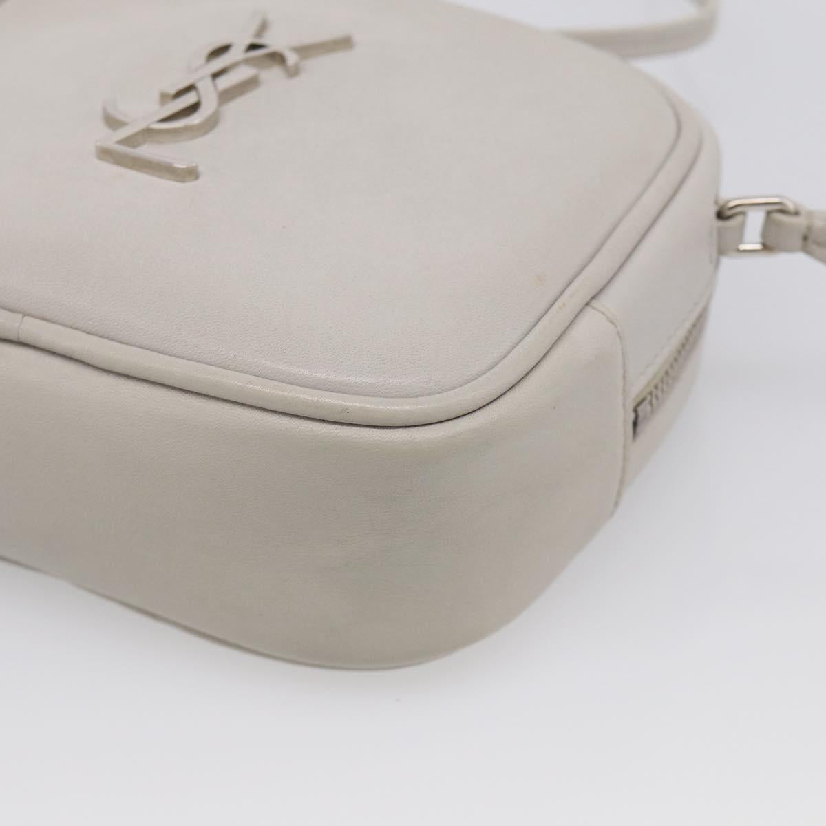 Saint Laurent Blogger Shoulder Bag Leather Ivory Silver Auth 214899V