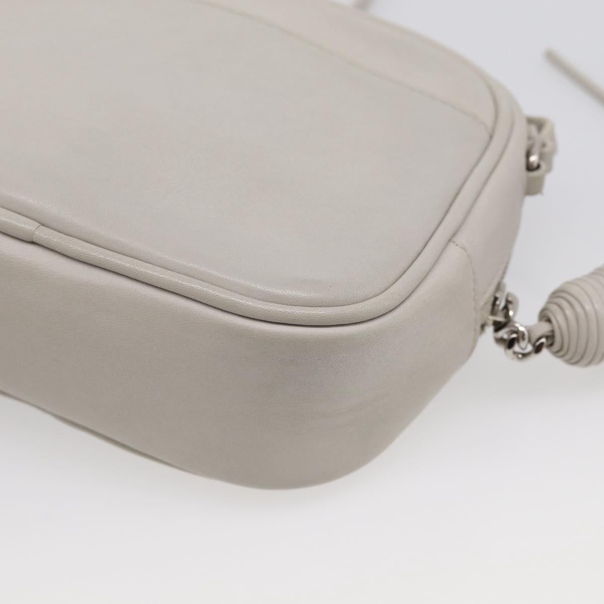 Saint Laurent Blogger Shoulder Bag Leather Ivory Silver Auth 214899V
